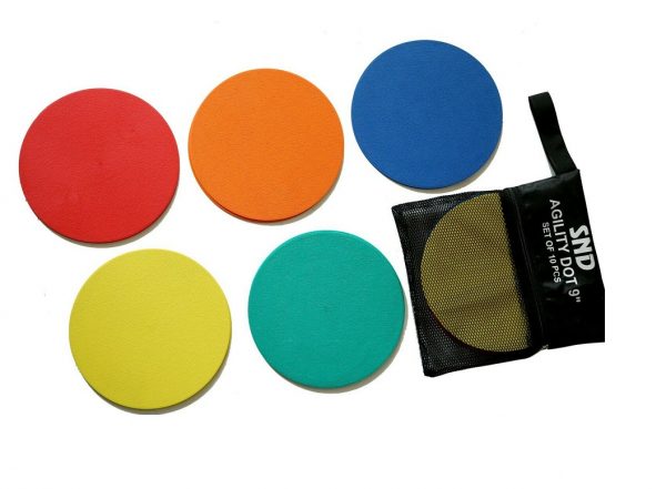 Football Training Drills Agility Dots 9" Coloured Dot Markers Set of 10 & BAG 